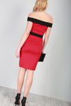 Red Bardot Ribbed Bodycon Midi Dress - bejealous-com