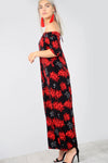 Off The Shoulder Red Floral Print Maxi Dress - bejealous-com