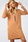 Long Sleeve Plunge Neck Ribbed Sweatshirt Dress - bejealous-com