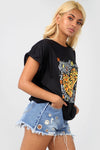 Leopard Graphic Print Red Baggy Tshirt - bejealous-com