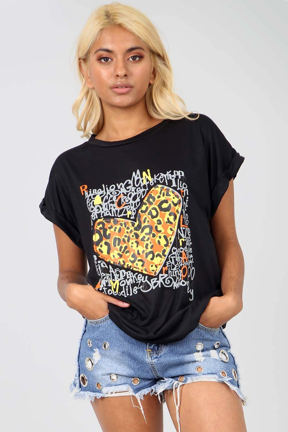 Leopard Graphic Print Red Baggy Tshirt - bejealous-com