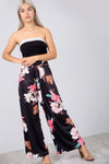 High Waist Coral Tropical Print Wide Leg Pants - bejealous-com