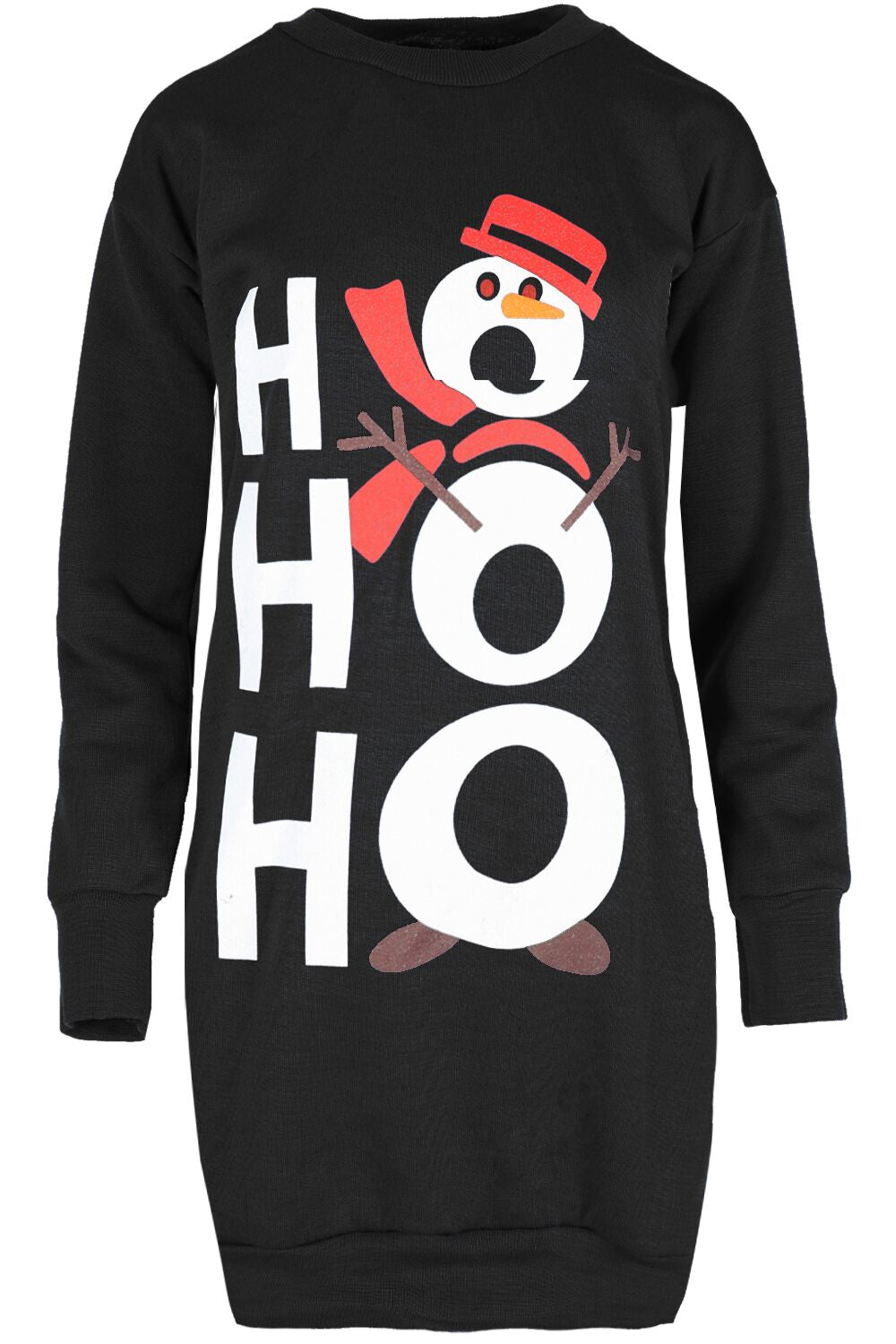Ho Ho Ho Slogan Print Xmas Jumper Dress - bejealous-com
