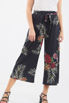 High Waisted Tropical Print Slinky Culotte Trousers - bejealous-com