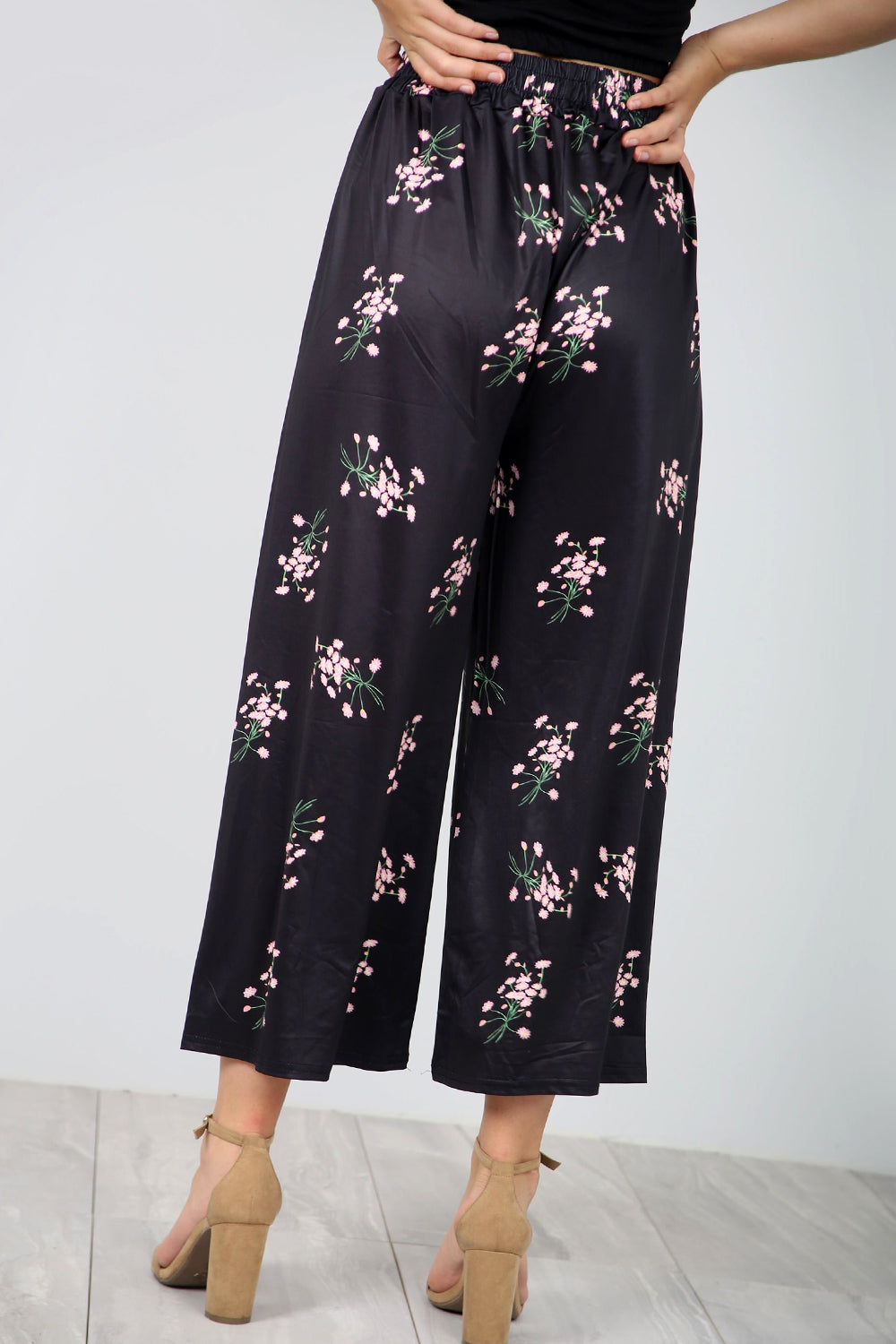 High Waist Floral Print Cropped Leg Trousers - bejealous-com