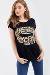 Graphic Print Lips Curve Hem Tshirt - bejealous-com