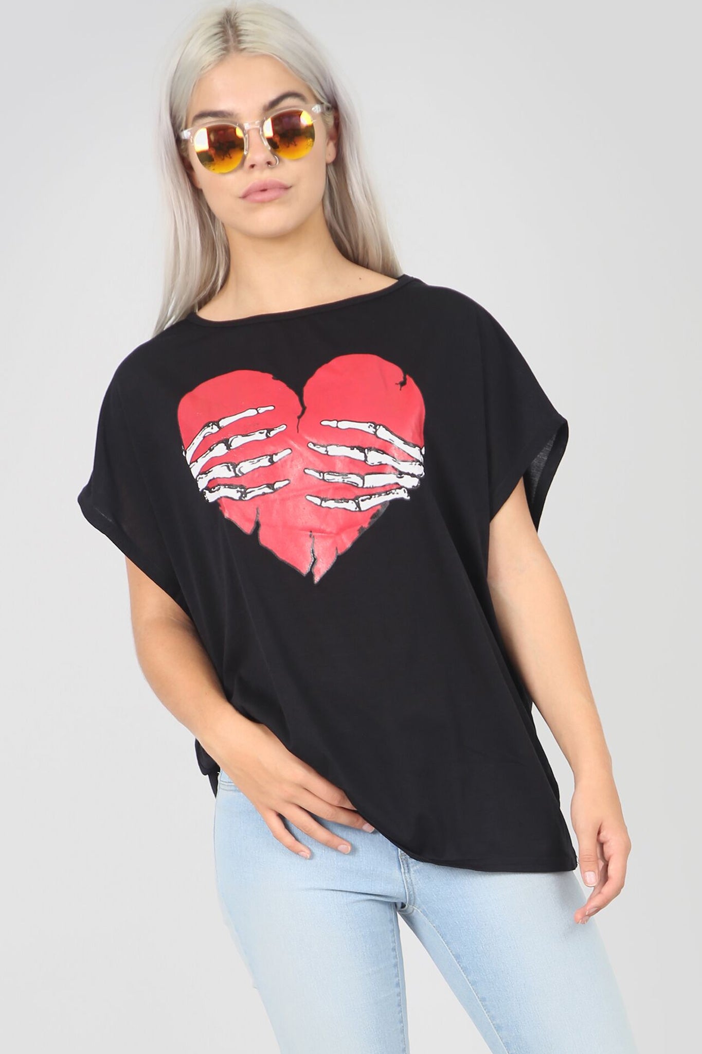 Halloween Graphic Print Oversize Grey Tshirt - bejealous-com