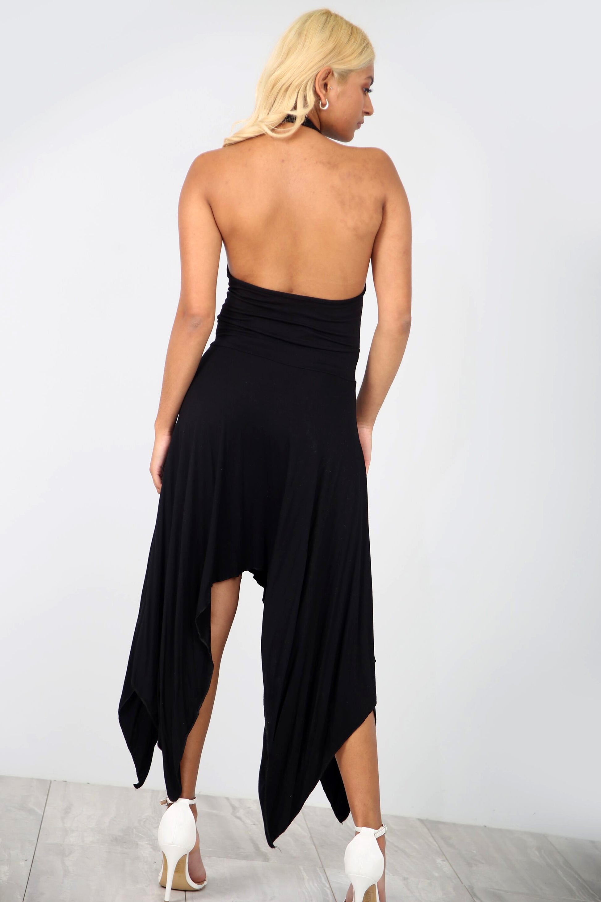 Keely Halterneck Hanky Hem Midi Dress - bejealous-com