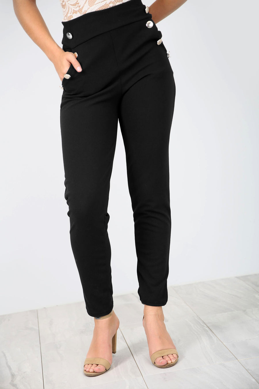 High Waist Black Cigarette Trousers - bejealous-com