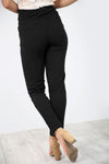 High Waisted Gold Button Navy Cigarette Trousers - bejealous-com