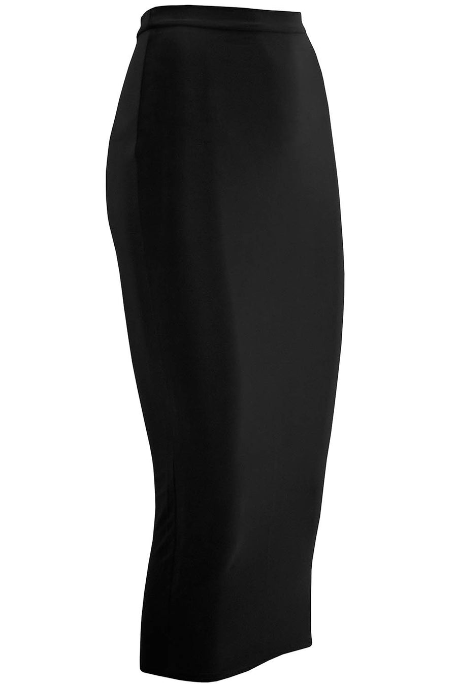 High Waisted Black Slinky Midaxi Pencil Skirt - bejealous-com