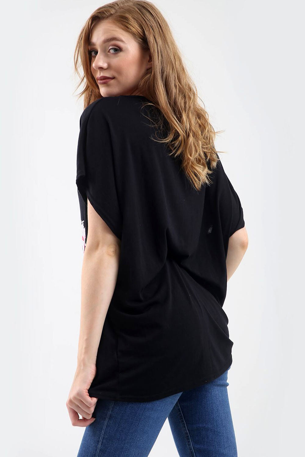 La Femme Graphic Print Oversized Basic Tshirt - bejealous-com