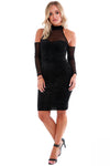 Long Sleeve Off Shoulder Bodycon Dress in Black - bejealous-com