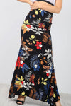High Waist Black Floral Fishtail Maxi Skirt - bejealous-com