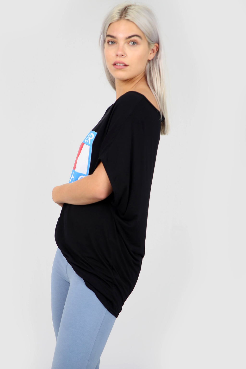 Super Chic Slogan Print Oversize Basic Tshirt - bejealous-com