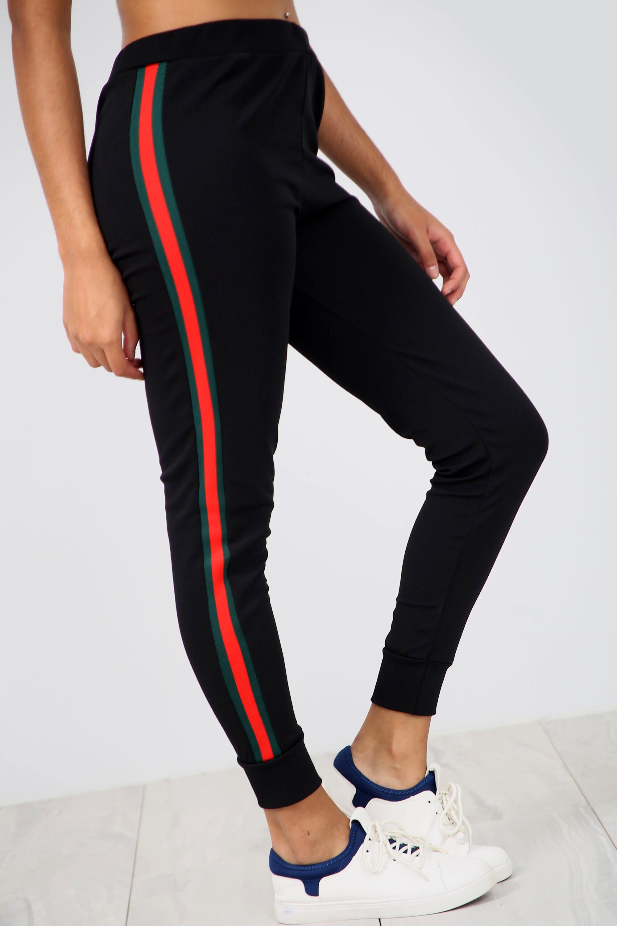 High Waist Side Stripe Narrow Leg Trousers - bejealous-com