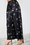 High Waist Belted Blue Floral Palazzo Trousers - bejealous-com