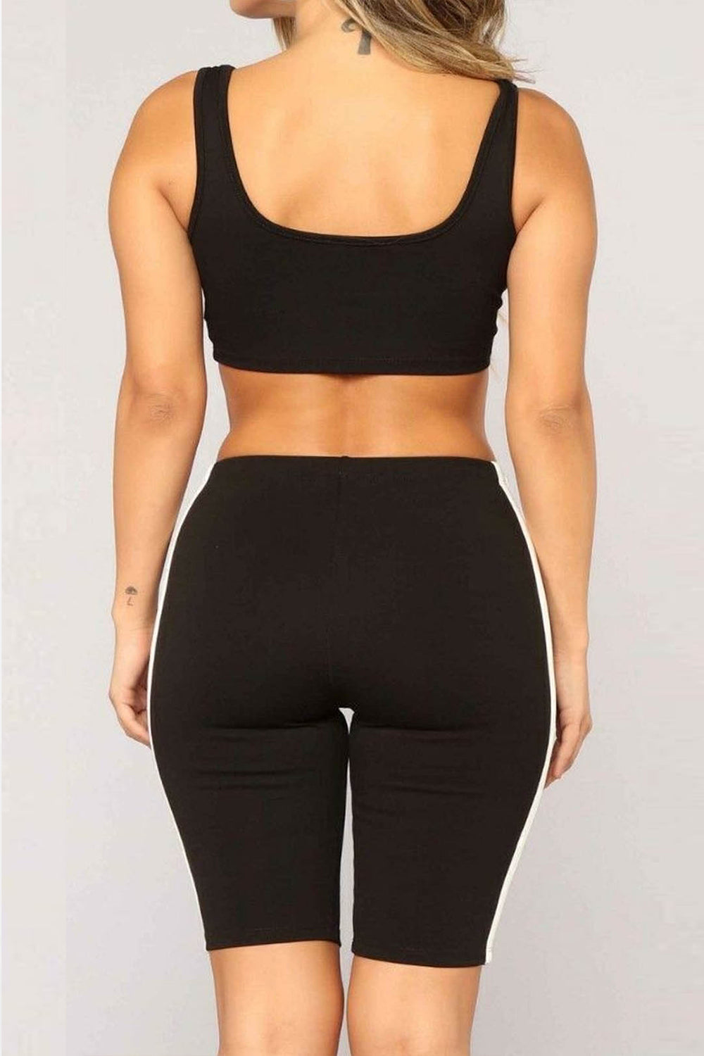 Monochrome Side Stripe Cycling Shorts - bejealous-com
