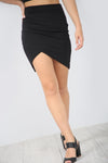 High Waist Asymmetric Black Wrap Mini Skirt - bejealous-com