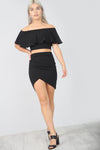 High Waist Asymmetric Black Wrap Mini Skirt - bejealous-com
