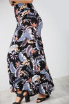 High Waist Blue Floral Fishtail Maxi Skirt - bejealous-com