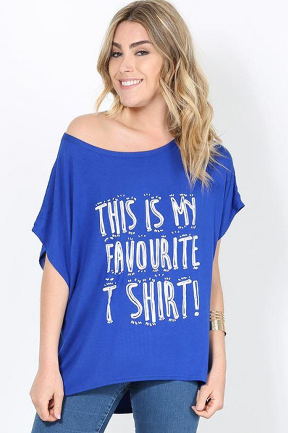 Bat Wing Oversize Slogan Print TShirt - bejealous-com