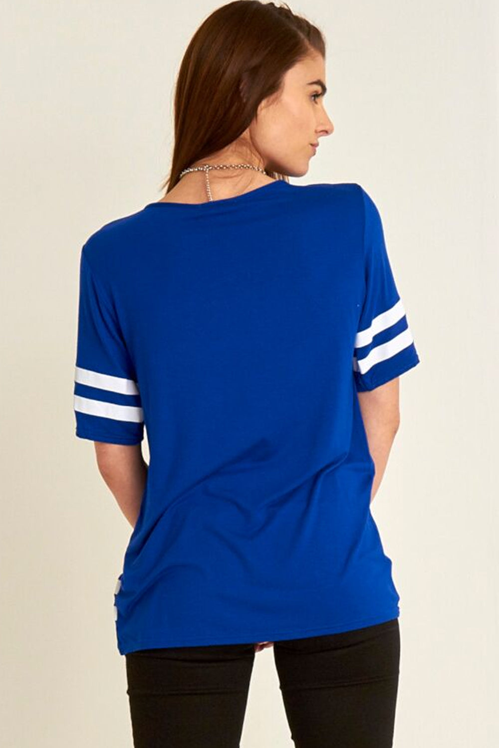 Sporty Bulls Slogan Print Blue Baggy Tshirt - bejealous-com