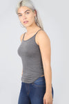 Cami Curved Hem Grey Basic Jersey Vest Top - bejealous-com