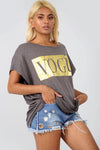 Oversize Vogue Metallic Slogan Print Grey Tshirt - bejealous-com