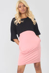 Colour Block Oversize Basic Tshirt Dress With Pockets - bejealous-com