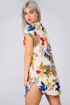 Floral Print Curved Hem Baggy Tshirt Dress - bejealous-com