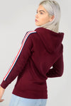 Fran Striped Sleeve Zip Front Hoodie - bejealous-com