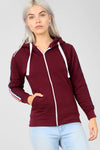 Fran Striped Sleeve Zip Front Hoodie - bejealous-com