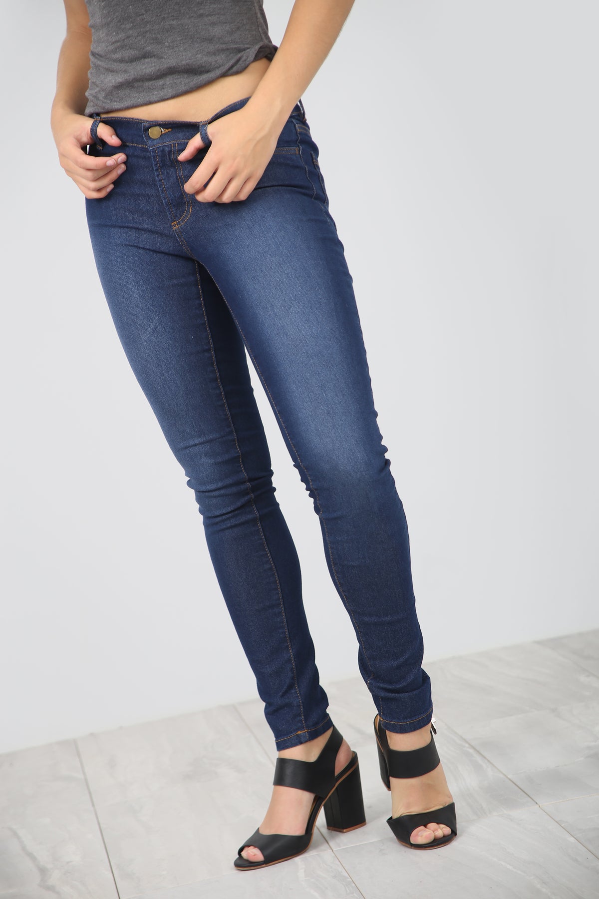 High Waist Blue Dark Wash Denim Jeans - bejealous-com
