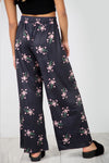 High Waist Belted Pink Floral Palazzo Trousers - bejealous-com