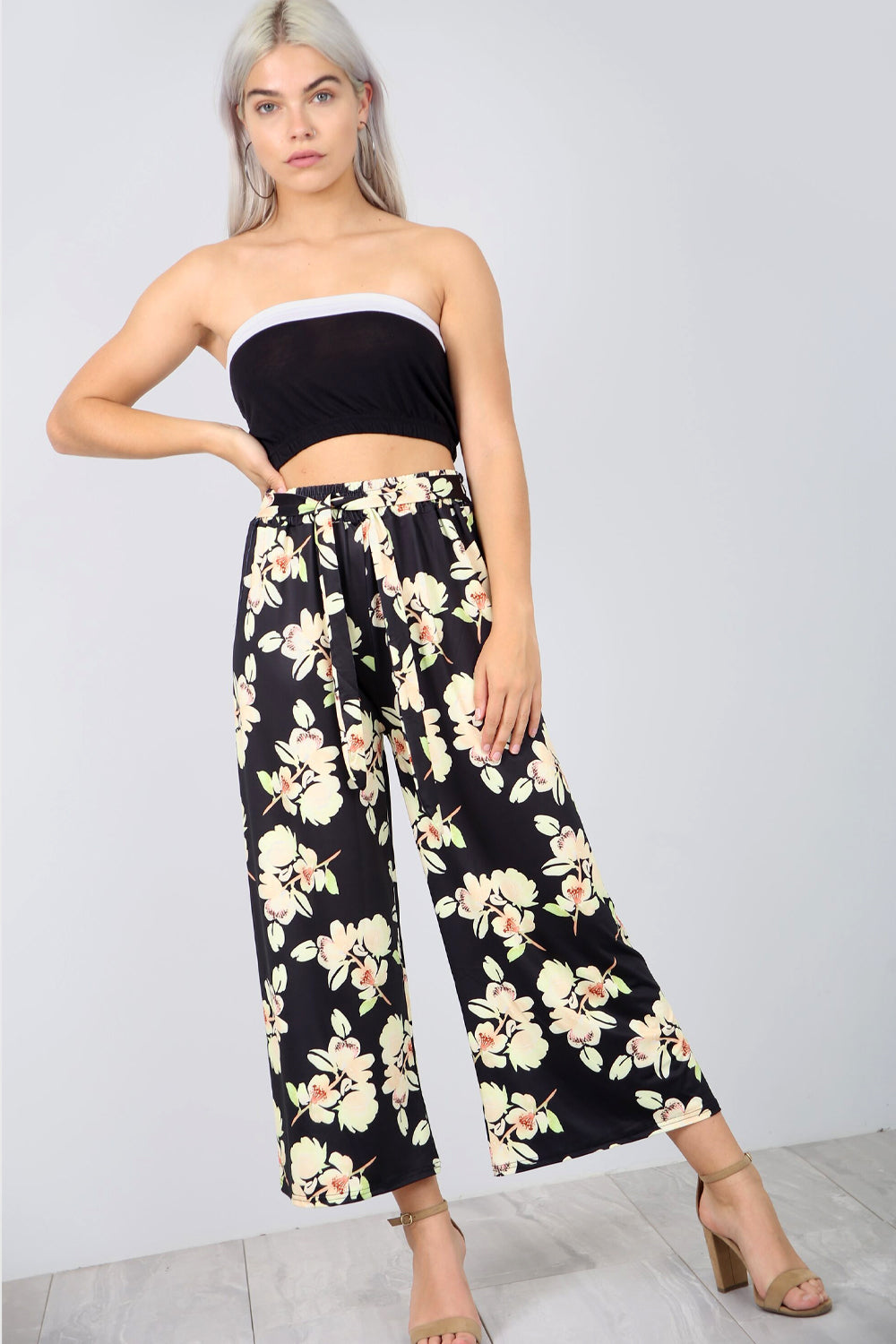 High Waisted Floral Print Culotte Trousers - bejealous-com