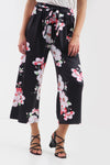 High Waist Floral Print Wide Leg Culotte Trousers - bejealous-com