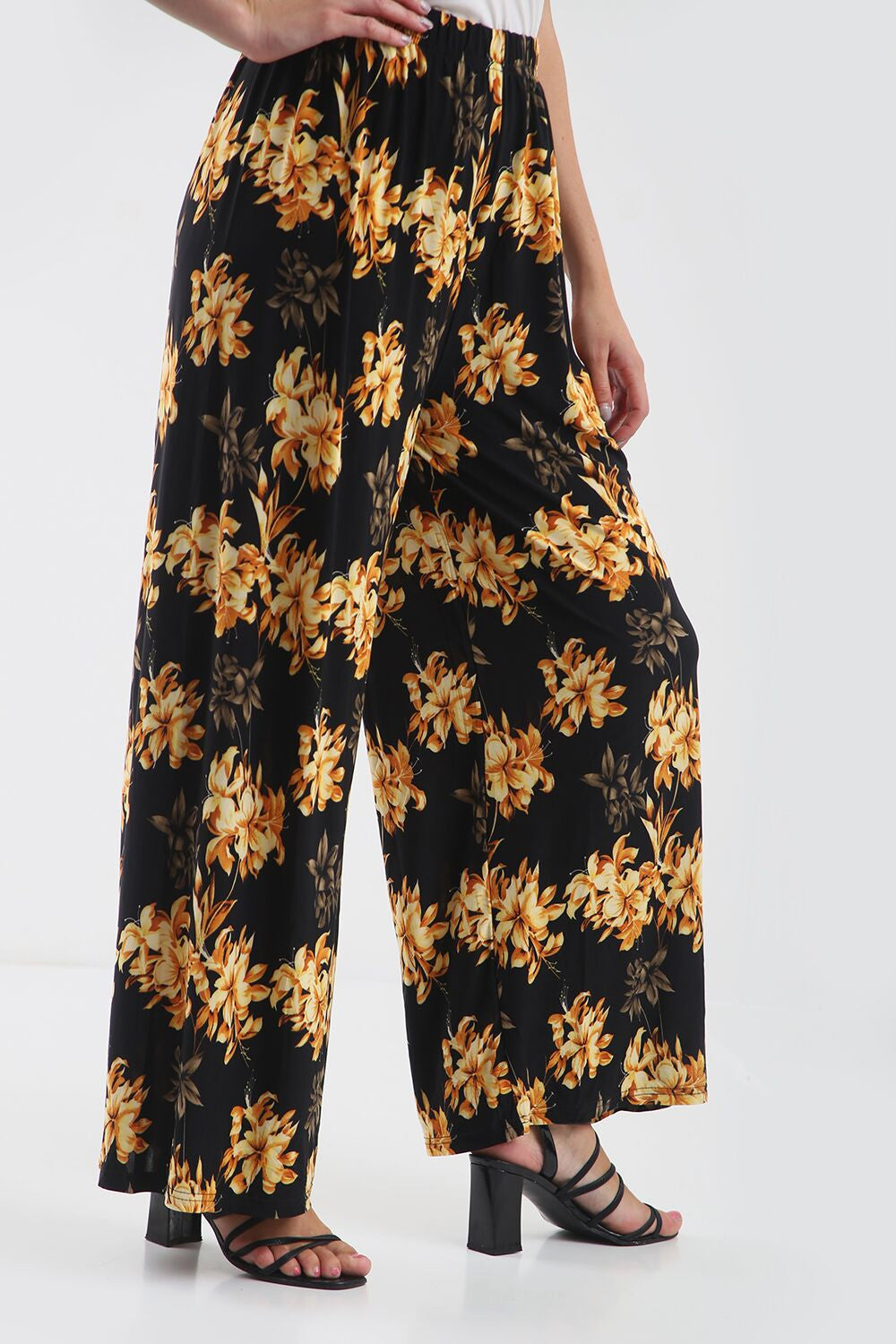 High Waist Red Floral Wide Leg Trousers - bejealous-com