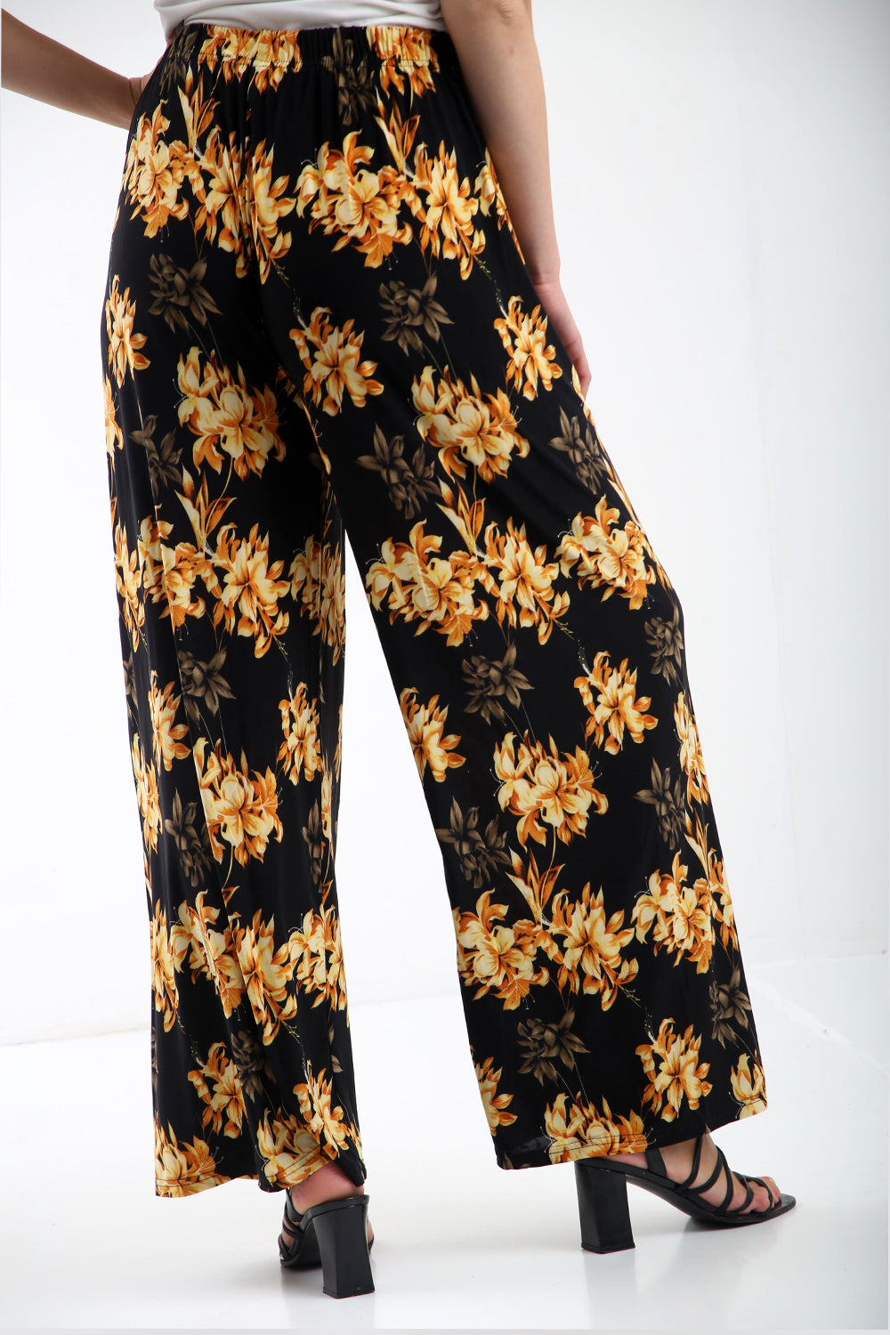 High Waist Red Floral Wide Leg Trousers - bejealous-com