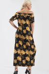 Black Off Shoulder Red Floral Print Maxi Dress - bejealous-com