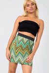 High Waist Green Aztec Print Tube Mini Skirt - bejealous-com