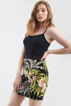 High Waisted Tropical Print Bodycon Mini Skirt - bejealous-com