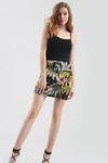 High Waist Green Tropical Print Mini Skirt - bejealous-com
