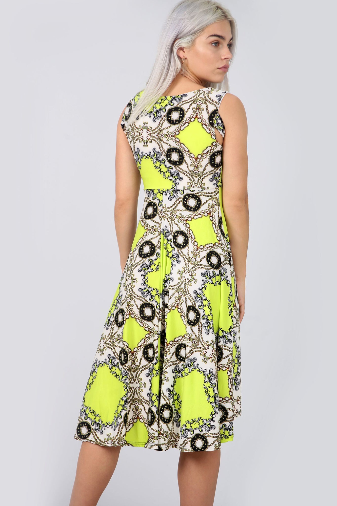 Dip Hem Cold Shoulder Paisley Midi Dress - bejealous-com