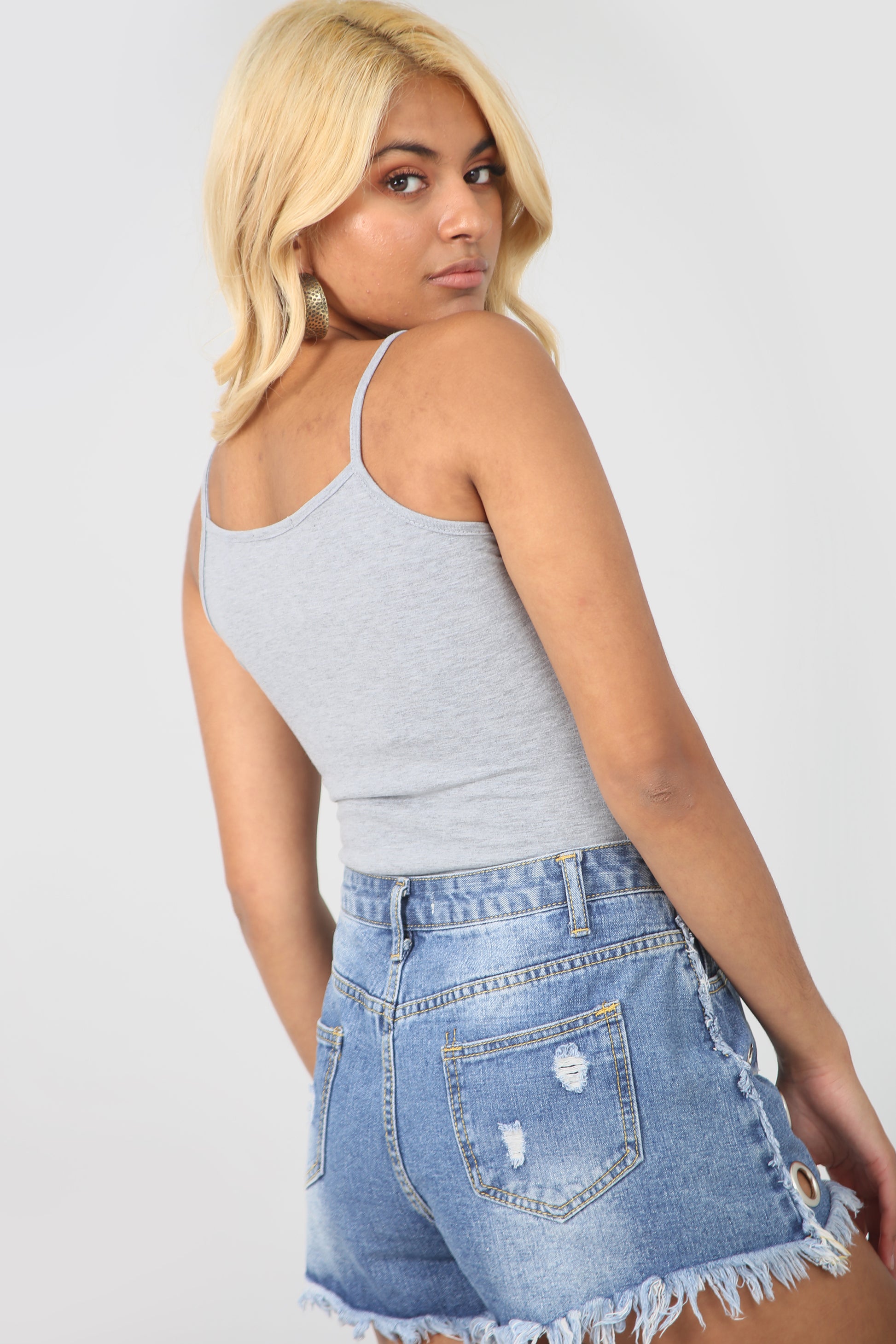 Cami Curved Hem Black Basic Jersey Vest Top - bejealous-com