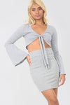 High Waist Basic Jersey Grey Mini Skirt - bejealous-com