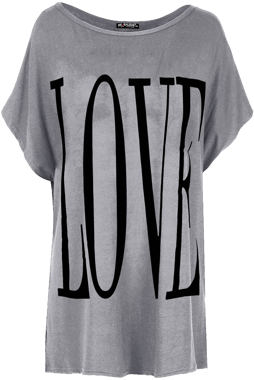 Love Slogan Print Oversized Roll Sleeve Tshirt - bejealous-com