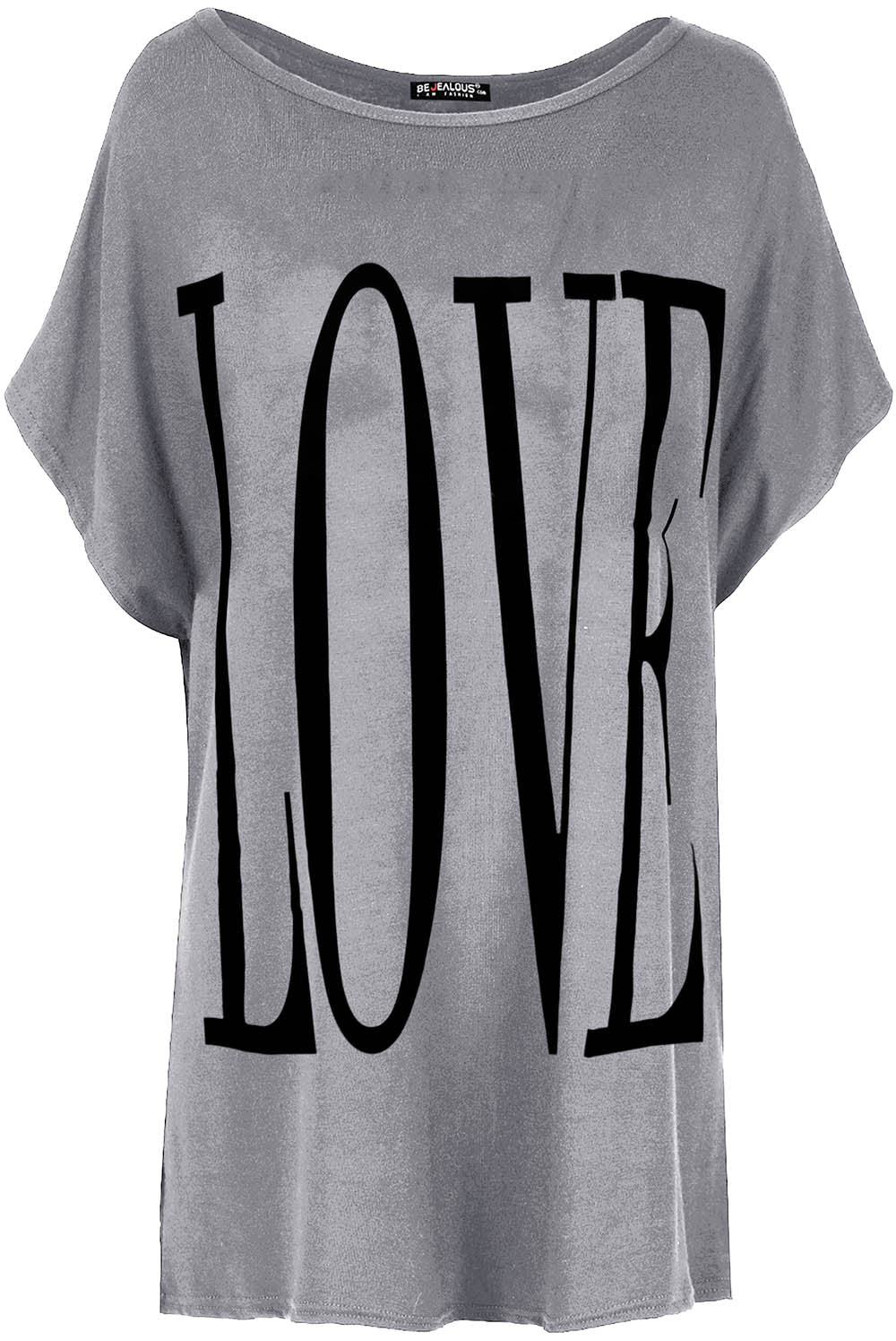 Love Slogan Print Oversize Turn Up Sleeve Tshirt - bejealous-com