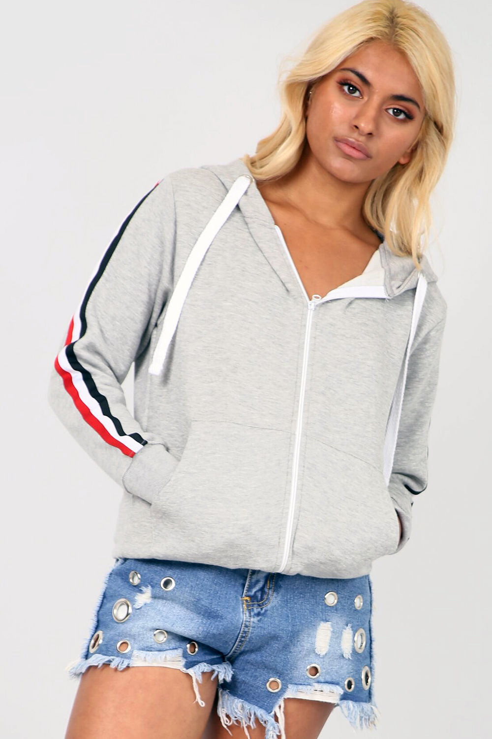Fran Striped Sleeve Oversized Hooded Sweatshirt - bejealous-com