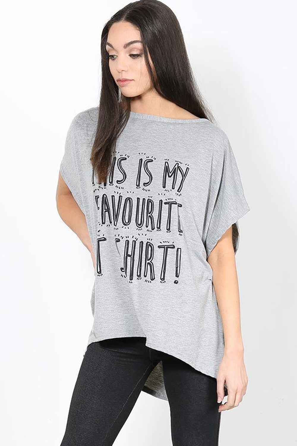 Bat Wing Oversize Slogan Print TShirt - bejealous-com